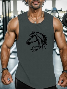 SURFING Silhouette Print Men's Crew Neck Sleeveless T-shirt, Hiking Tank Top, Casual Comfy Breathable Top For Summer, Outdoor Sports