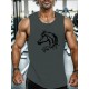 SURFING Silhouette Print Men's Crew Neck Sleeveless T-shirt, Hiking Tank Top, Casual Comfy Breathable Top For Summer, Outdoor Sports