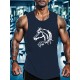 SURFING Silhouette Print Men's Crew Neck Sleeveless T-shirt, Hiking Tank Top, Casual Comfy Breathable Top For Summer, Outdoor Sports