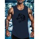 SURFING Silhouette Print Men's Crew Neck Sleeveless T-shirt, Hiking Tank Top, Casual Comfy Breathable Top For Summer, Outdoor Sports