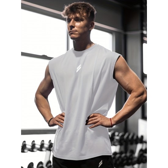 Men's Athletic Tank Top - Sleeveless, Breathable Polyester, Perfect for Gym & Casual Wear