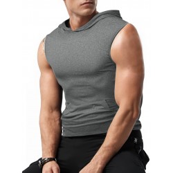 Stylish Sleeveless Hooded Muscle Tank Top - Breathable, Moisture-Wicking, Quick-Drying, Perfect for Summer Sports, Fitness, Gym, Running, and Outdoor Activities - Ideal for Men Who Want Comfort and Freedom of Movement