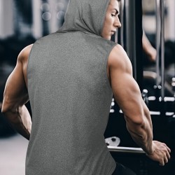 Stylish Sleeveless Hooded Muscle Tank Top - Breathable, Moisture-Wicking, Quick-Drying, Perfect for Summer Sports, Fitness, Gym, Running, and Outdoor Activities - Ideal for Men Who Want Comfort and Freedom of Movement