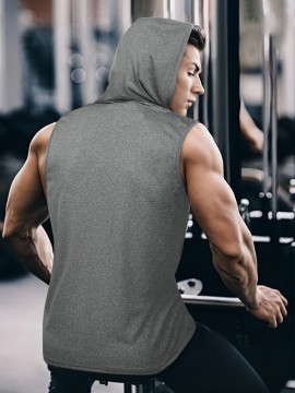 Stylish Sleeveless Hooded Muscle Tank Top - Breathable, Moisture-Wicking, Quick-Drying, Perfect for Summer Sports, Fitness, Gym, Running, and Outdoor Activities - Ideal for Men Who Want Comfort and Freedom of Movement