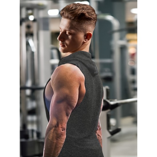 Stylish Sleeveless Hooded Muscle Tank Top - Breathable, Moisture-Wicking, Quick-Drying, Perfect for Summer Sports, Fitness, Gym, Running, and Outdoor Activities - Ideal for Men Who Want Comfort and Freedom of Movement