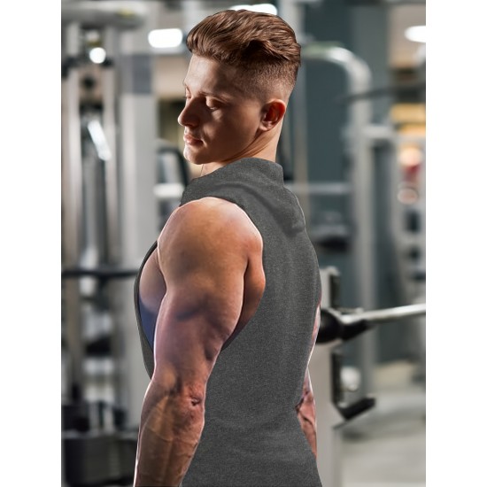 Stylish Sleeveless Hooded Muscle Tank Top - Breathable, Moisture-Wicking, Quick-Drying, Perfect for Summer Sports, Fitness, Gym, Running, and Outdoor Activities - Ideal for Men Who Want Comfort and Freedom of Movement