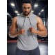 Men'S Vest Quick-Drying Sports Sleeveless Fitness Wear Basketball Vest Mesh Hooded with Drawstring