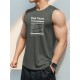 Men's Sleeveless Tank Top with Geometric Pattern - Casual Polyester Vest for Summer, Knit Fabric, Round Neck, Regular Fit, Adult Unisex