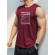 Men's Sleeveless Tank Top with Geometric Pattern - Casual Polyester Vest for Summer, Knit Fabric, Round Neck, Regular Fit, Adult Unisex