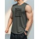 Men's Sleeveless Tank Top with Geometric Pattern - Casual Polyester Vest for Summer, Knit Fabric, Round Neck, Regular Fit, Adult Unisex