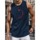 Men'S Casual Crew Neck Tank Top, Polyester Knit Fabric, Regular Fit, Geometric Pattern, with Slight Stretch, for Summer Adult Sleeveless Shirt