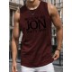 1pc Men'S Casual Polyester Sleeveless Tank Top with 