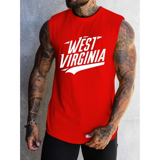 Men's Athletic Tank Top - Quick-Dry, Moisture-Wicking & Breathable | Perfect for Gym, Running & Training | Summer Sleeveless Shirt with West Virginia Print