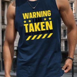 1pc Men'S Casual Polyester Sleeveless Tank Top - Geometric Pattern, Round Neck, Knit Fabric, Regular Fit, Adult Summer Vest