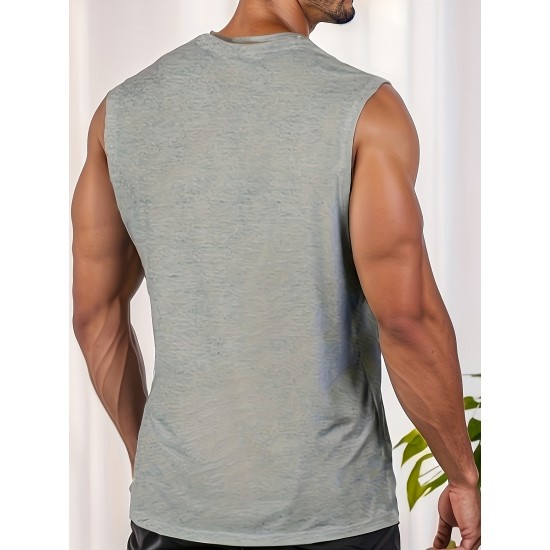 Men's Solid Tank Top, Casual V Neck Sleeveless Top, Men's Clothing For Summer Outdoor