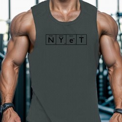 Men's Casual Black Tank Top - Polyester Knit, Geometric Design, Machine Washable, Summer Workout Tank for Gym & Fitness