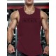 Men's Casual Black Tank Top - Polyester Knit, Geometric Design, Machine Washable, Summer Workout Tank for Gym & Fitness