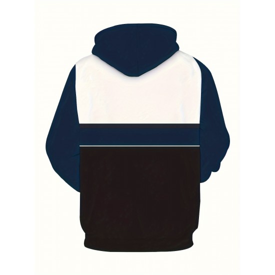 Plus Size Men's Color Block Long Sleeve Casual Stylish Hooded Pullover Hoodie