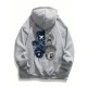 Men's Plus Size Casual Hoodie with Geometric Bear Design - Polyester, Machine Washable, Faux Pocket Detail, PLUS SIZE