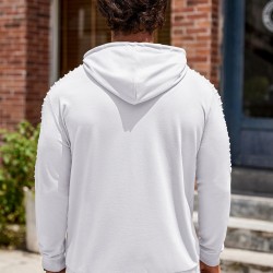 [1pc Men'S Sports Hoodie] Men'S Plus Size Active Hoodie, Polyester Knit Fabric, Casual Sports Style, Solid Color, Slight Stretch, with Pocket, for Gym Athletic Pullover Hooded Sweatshirt