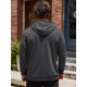 [1pc Men'S Sports Hoodie] Men'S Plus Size Active Hoodie, Polyester Knit Fabric, Casual Sports Style, Solid Color, Slight Stretch, with Pocket, for Gym Athletic Pullover Hooded Sweatshirt