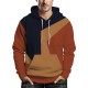 Plus Size Men's Retro Color Block Hoodie - Casual & Stylish Baseball Jacket for Spring/Fall, Breathable Polyester Blend, PLUS SIZE