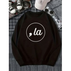 Cozy & Stylish Men's Crew Neck Sweatshirt - Casual Long Sleeve Pullover with Unique LA Print, Perfect for Fall & Winter | Soft Cotton Blend, Machine Washable, PLUS SIZE