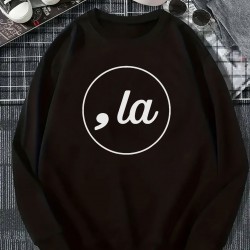 Cozy & Stylish Men's Crew Neck Sweatshirt - Casual Long Sleeve Pullover with Unique LA Print, Perfect for Fall & Winter | Soft Cotton Blend, Machine Washable, PLUS SIZE