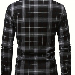 Plus Size Men's Plaid/Striped Shirt Spring Fall Winter Long Sleeve Shirt, Men's Clothing