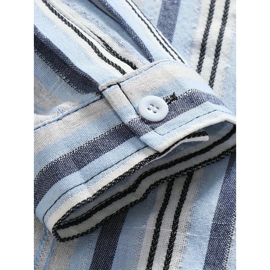 Plus Size Men's Plaid/Striped Shirt Spring Fall Winter Long Sleeve Shirt, Men's Clothing