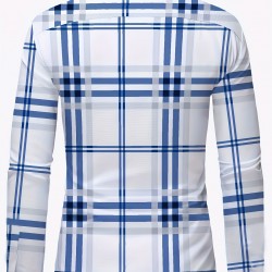 Plus Size Men's Plaid Pattern Long Sleeve Shirt - Slim Fit, Relaxed Casual Style, Ideal for Preppy Occasions, Versatile and Comfortable Wear