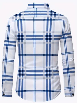 Plus Size Men's Plaid Pattern Long Sleeve Shirt - Slim Fit, Relaxed Casual Style, Ideal for Preppy Occasions, Versatile and Comfortable Wear