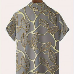 Men's Plus Size Tropical Leaf Hawaiian Shirt - Breathable Fabric, Ideal for Beach Vacations & Summer Events