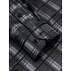 Plus Size Formal Men'S Dress Black Grey Checks Plaids Button Up Dress Shirt, Mature Elegant Top For Wedding/business/dating