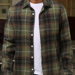 Plus Size Men's Plaid Shirt Oversized Long Sleeve Shirt For Fall Winter, Men's Clothing