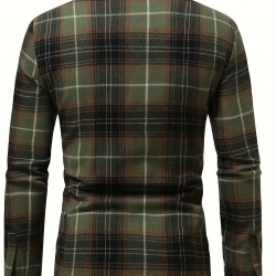 Plus Size Men's Plaid Shirt Oversized Long Sleeve Shirt For Fall Winter, Men's Clothing