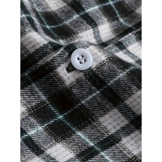 Plus Size Men's Plaid Shirt Oversized Long Sleeve Shirt For Fall Winter, Men's Clothing