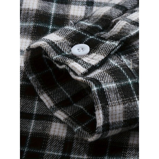 Plus Size Men's Plaid Shirt Oversized Long Sleeve Shirt For Fall Winter, Men's Clothing