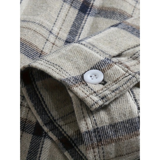 Plus Size Men's Plaid Shirt Oversized Long Sleeve Shirt For Fall Winter, Men's Clothing