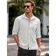 Men'S Long Sleeve Casual Button-Down Shirt - Solid Color, Non-Stretch Knit Fabric, Regular Fit, Wrinkle Free Polyester Shirt for Adult Men - Spring/Fall Basics with Button Details, Plus Size