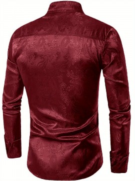 Men's Long Sleeve Paisley Button Down Shirts Floral Print Shirt For Wedding Party Prom