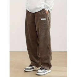 Men's Casual Loose Fit Corduroy Sweatpants, Lightweight Comfy Pants For Sport And Casual Wear, Outdoor Cloth