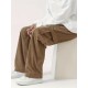 Men's Casual Cargo Pants with Drawstring Waist - Stretch Corduroy, Flap Pockets for Outdoor & Work