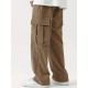 Men's Casual Cargo Pants with Drawstring Waist - Stretch Corduroy, Flap Pockets for Outdoor & Work