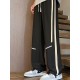 Men's Ice Silk Cool Quality Casual Pants With Elastic Waist, Trendy Versatile Striped Trousers