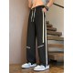 Men's Ice Silk Cool Quality Casual Pants With Elastic Waist, Trendy Versatile Striped Trousers