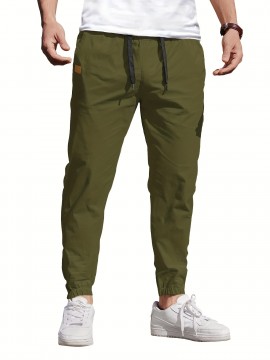 Mens Comfy Stretch Joggers - Elastic Drawstring Waist, Chino Cargo Pockets, Hiking Outdoor Track Sweatpants for Casual Daily Wear - Breathable, Soft, Quick-Drying Fabric