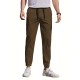 Mens Comfy Stretch Joggers - Elastic Drawstring Waist, Chino Cargo Pockets, Hiking Outdoor Track Sweatpants for Casual Daily Wear - Breathable, Soft, Quick-Drying Fabric