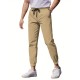 Mens Comfy Stretch Joggers - Elastic Drawstring Waist, Chino Cargo Pockets, Hiking Outdoor Track Sweatpants for Casual Daily Wear - Breathable, Soft, Quick-Drying Fabric