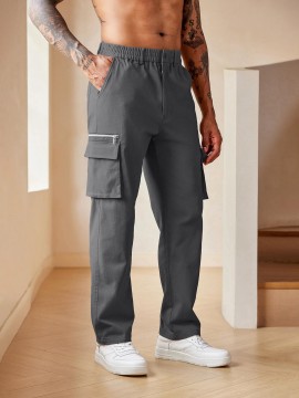 Men's Casual Cargo Pants Relaxed Fit Elastic Waist Work Pant Athletic Jogger Sweatpants with Multi Pockets